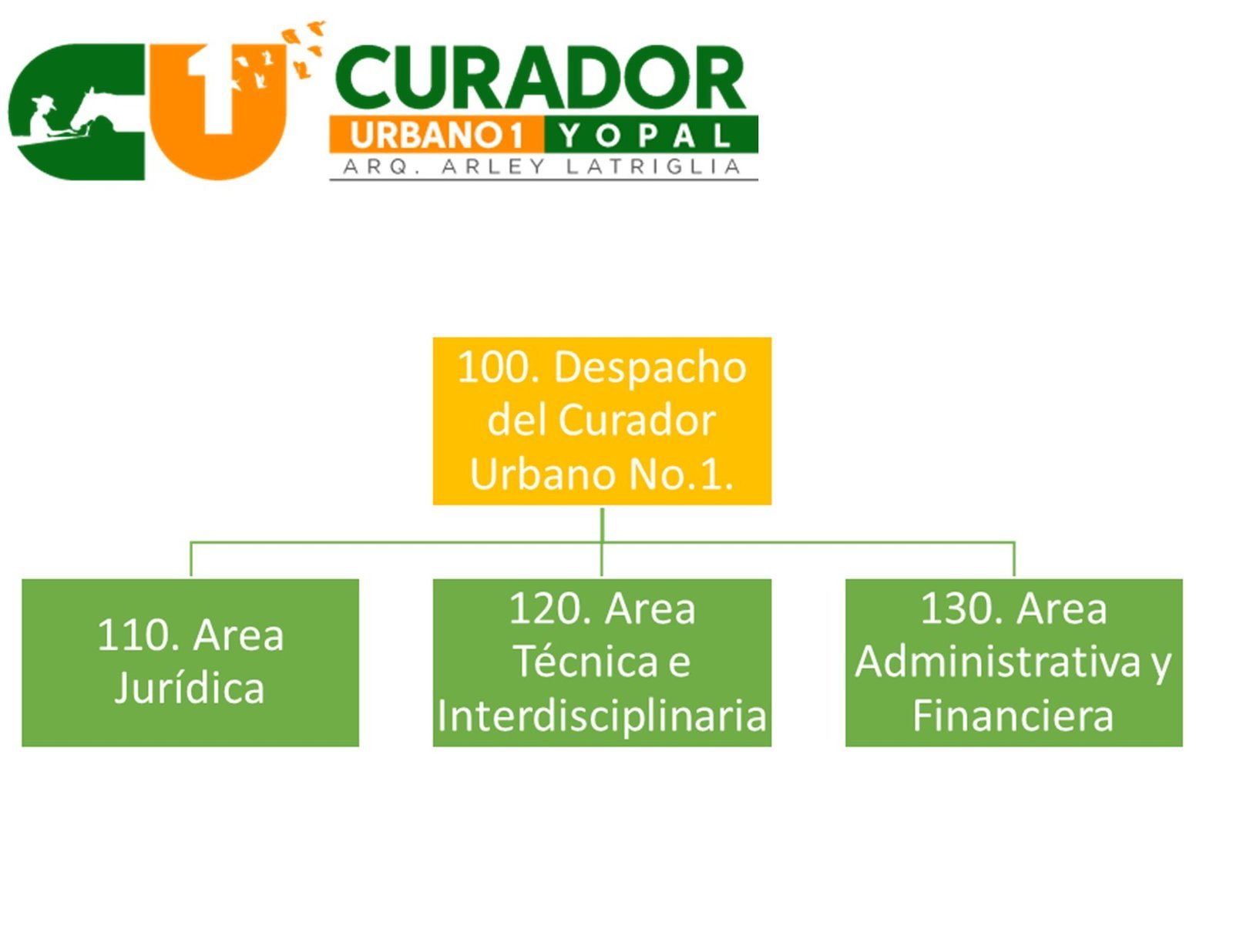 Organigrama: Curador Urbano, equipo jurídico, equipo técnico y área administrativa